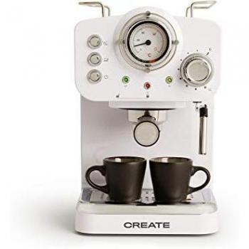 IKOHS THERA Retro - Cafetera Express para Espresso y Cappucino, 1100W, 15 Bares, Vaporizador Orientable, Capacidad 1.25l, Café Molido y Monodosis, con Doble Salida