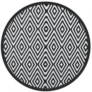 Alfombra de exterior PP blanco y negro Ø160 cm