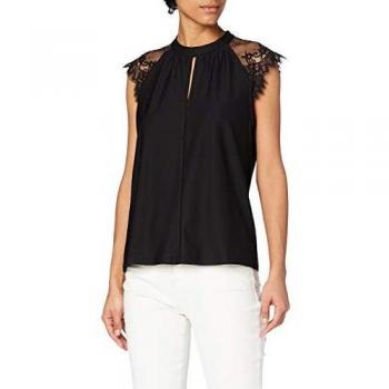Vero Moda Vmmilla SL Lace tee Ga Noos Camiseta sin Mangas, Negro, M para Mujer