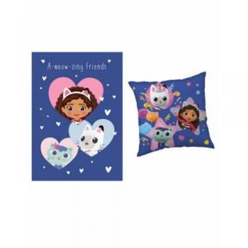 Set Manta Polar y Cojín La Casa de Muñecas de Gabby 100x140cm y Cojín 35x35cm Merchandising Oficial Regalo Infantil