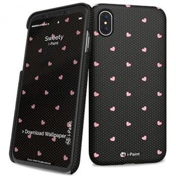 Carcasa Rígida Slim i-Paint Sweety para iPhone X/XS - Color Rosa y Negro