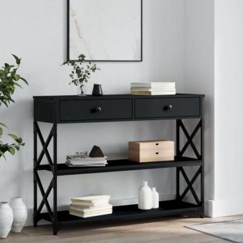 Mesa Consola Premium de Madera de Ingeniería Negra 100x28x75 cm Estilo Industrial