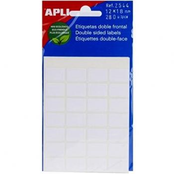 APLI 2544 - Etiquetas blancas doble frontal 5 hojas, 12 x 18 mm