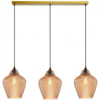 Lámpara colgante Lindby Drakar, 3 luces, ámbar, cristal, Ø 22 cm, Vintage en Blanco hecho de Vidrio e.o., para Salón & Comedor (3 llamas, E27)