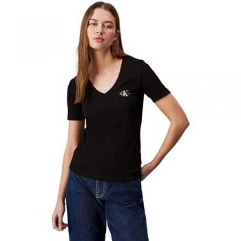 Calvin Klein Women's Black Label-Patch V-Neck T-Shirt, Size M