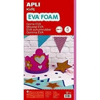 APLI Kids 12757- Goma EVA rosa 600 x 400 mm 5 hojas