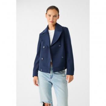 Navy Blue Short Double-Breasted Coat XS
