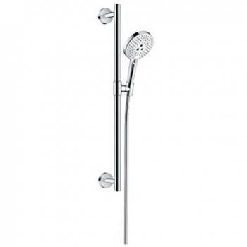 Hansgrohe 26321400 Raindance Select S Set de Ducha, 3 Tipos de Chorro, Ahorro de Agua, con Barra 65 cm, Blanco/Cromo, 0,65 m
