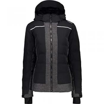 CMP W Jacket Zip Hood Stripe Negro, Mujer Plumón General, Talla 46 - Color Nero