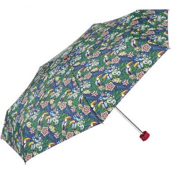 Catalina Estrada for EZPELETA Paraguas Plegable antiviento de Mujer, tamaño pequeño y Apertura Manual. Incluye Estuche rígido. Tejido Estampado Flores - Verde - Tucán