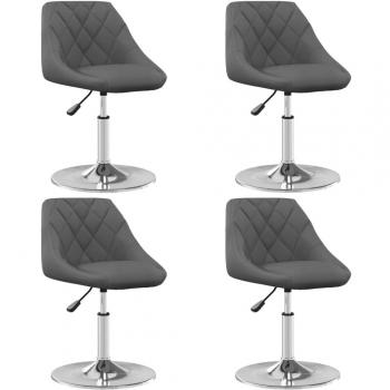 Juego de 4 sillas de comedor giratorias de terciopelo gris oscuro