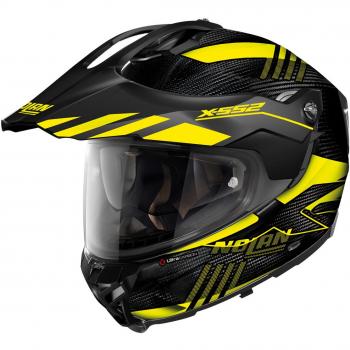 Nolan Casco Adventure X-552 Ultra Carbon Amarillo con tecnología N-Com, diseño ligero y aerodinámico, visera ajustable, sistema de ventilación avanzado y homologación para uso en motocicletas