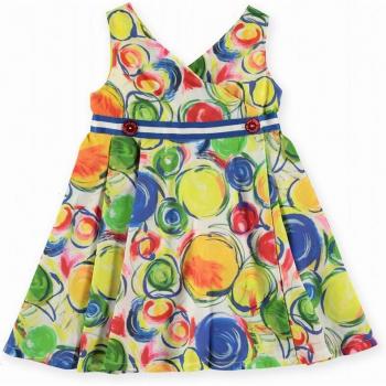 Vestido cruzado con estampado de círculos abstractos