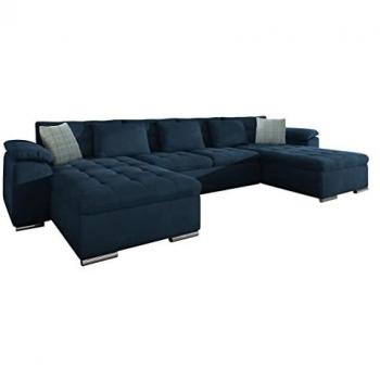 Sofá rinconero Comfivo 111, Uttario Velvet 2967 y Senegal 818, con función de descanso, dimensiones 375 x 155 x 76 cm