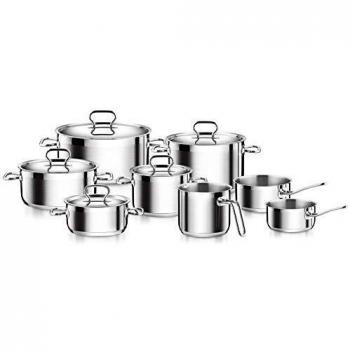 Sada de Cocina HOME PROFI 13 Piezas con Olla y Sartén de Acero Inoxidable