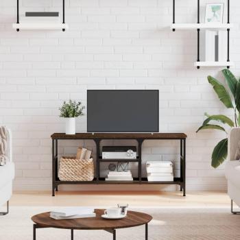Mueble para TV de madera multicapa y hierro en color roble marrón, dimensiones 100x35x45 cm