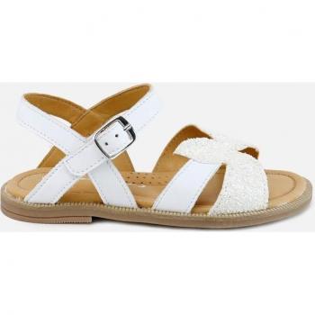 Sandalias de niña Eli 1957 en piel bloom color blanco Tania Papanatas