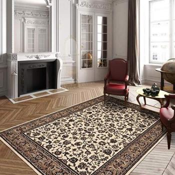Alfombra oriental 235x320 cm beige rectangular tejido patrón ancestral de polipropileno