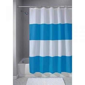 InterDesign - Zeno - Cortina para ducha, impermeable, anti hongo, 180 x 180 cm, Azufre/blanco