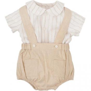 Conjunto de bebé niño a rayas en color beige