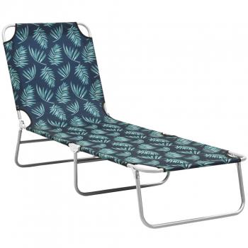 Tumbona plegable de acero y tela estampado de hojas