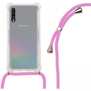 Funda Ksix Cordón Rosa TPU Transparente para Samsung Galaxy A70