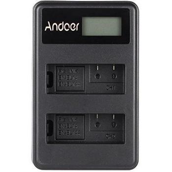 Andoer EN-EL14 EN-EL14A Rechargeable Li-ion Battery Charger Pack LED Display 2-Slot USB Cable Kit for Nikon D3100 D3200 D3300 D5100 D5200 D5300 D5500 DF Coolpix P7000 P7100 P7700 P7800 DSLR Camera