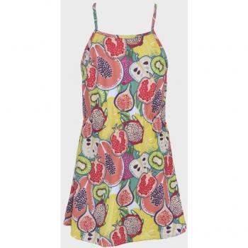 Vestido de tirantes con estampado de frutas