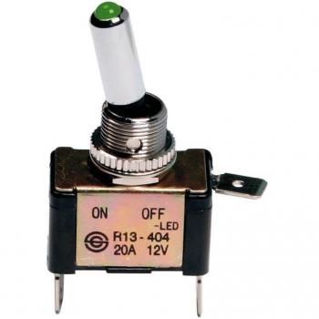 interruptor de palanca 2 contactos Coche Tuning LED Verde 12 V 20 A Pilot
