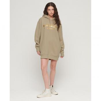 Superdry Vestido Corto Manga Larga Luxe Metallic Logo Hood