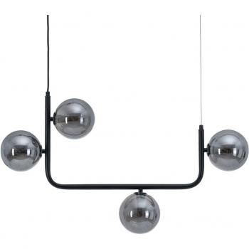 Lámpara de techo Lola Home 4 bolas de cristal y metal negra 85x15x32 cm, suspensión vidrio negro metal