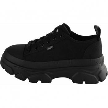 Buffalo Women's Lace Up Low Sneakers - Organic Cotton Black