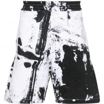 Alexander McQueen Men's Printed Organic Cotton Shorts in White | Size Medium | 781888QXAAW9080