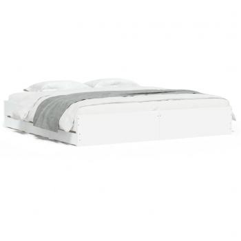 Cama con cajones de madera multicapa blanca 160x200 cm