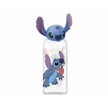 Botella de agua reutilizable de plástico con tapón de figurita 3D de Stitch (560 ml)