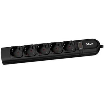 Trust Surge Guard - Tomacorriente con 5 conexiones, color negro