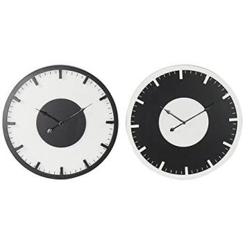 Reloj de Pared DKD Home Decor 50 x 3,5 x 50 cm Negro Blanco Vintage Madera MDF (2 Unidades)