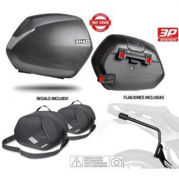 SHAD - KIT-SHAD-59/214 : Kit fijaciones 3P system y maletas laterales + bolsas internas regalo SH36 YAMAHA MT07 TRACER Â´16