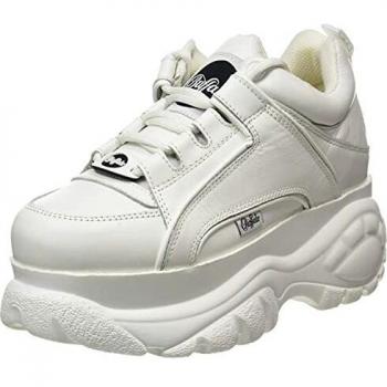 Buffalo London Women's White Platform Sneakers 1339-14 2.0 Cow Leather