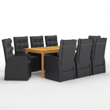 9-Piece Black Garden Dining Set