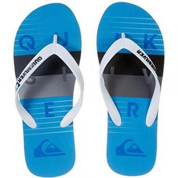 Quiksilver Molokai Word Block-Flip-Flops for Men, Chanclas abatibles. Hombre, Blanco, Gris y Azul, 44 EU
