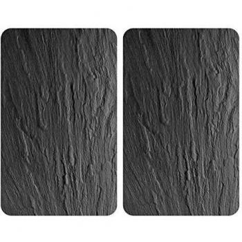WENKO Placas Cobertoras Universales de Vidrio Pizarra - Juego de 2 Piezas para Cocinas Variadas, Vidrio Endurecido, 30 x 1.8-5.5 x 52 cm, Multicolor