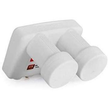 Red Opticum LMTP 04H Monoblock Twin LNB 0.1dB - LNB Doble Cabezal para 2 participantes y 2 satélites con DiseqC Integrado - 3D UHD 4K Ready - Monoblock LNB Astra Hotbird Incl