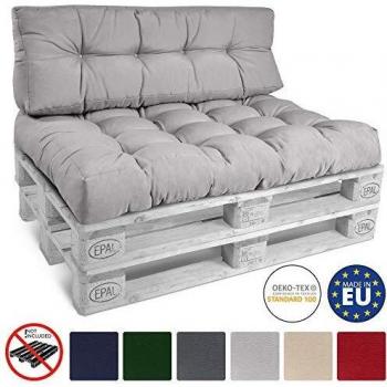 Cojín de Respaldo Acolchado para Sofá Palet Eco Style 120x40x10-20 cm Gris Claro
