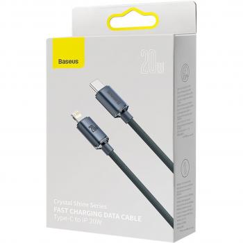 Cable de carga rápida Baseus tipo C a Lightning, serie Crystal Shine 20W 2m negro (CAJY000301)