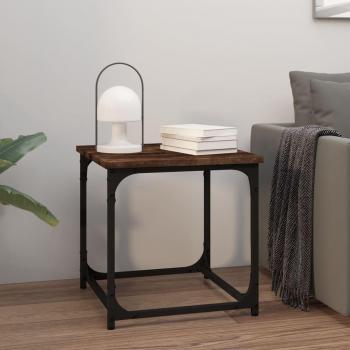 Mesa baja auxiliar de roble ahumado 40x40x40cm en madera contrachapada multicapa