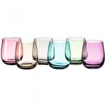 Leonardo Sora 047289 - Juego de 6 vasos de colores, aptos para lavavajillas, vasos para zumo, agua, vasos en 6 colores, 360 ml