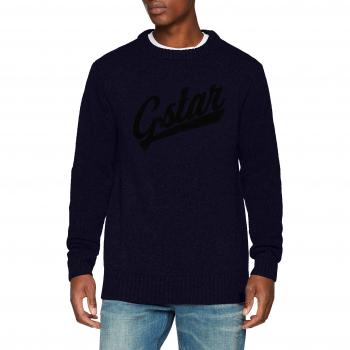 G-STAR RAW Core Logo R Knit L\s suéter, Azul