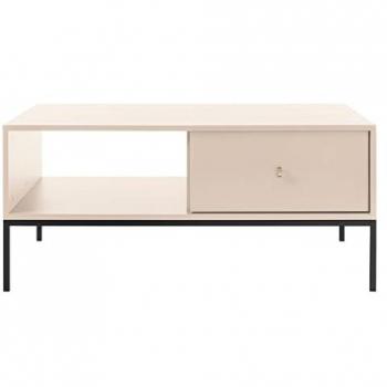 Mesa de centro Lima J105, Aglomerado Laminado, Negro y Beige, 104 x 68.1 x 46 cm, con Cajón y Diseño Angular