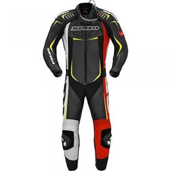Spidi Track Wind Pro - Traje de piel para motocicleta, 1 pieza, color rojo, blanco y negro, talla 58
